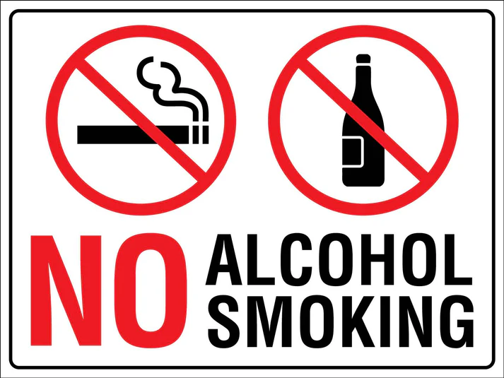 Alcohol prohibition and smoking prohibition sign