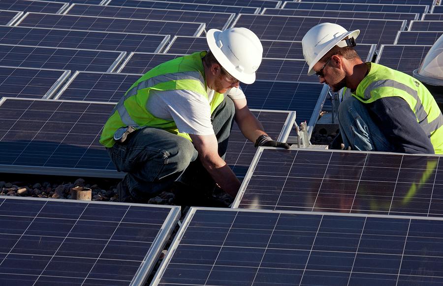 Solar panel installation in progress